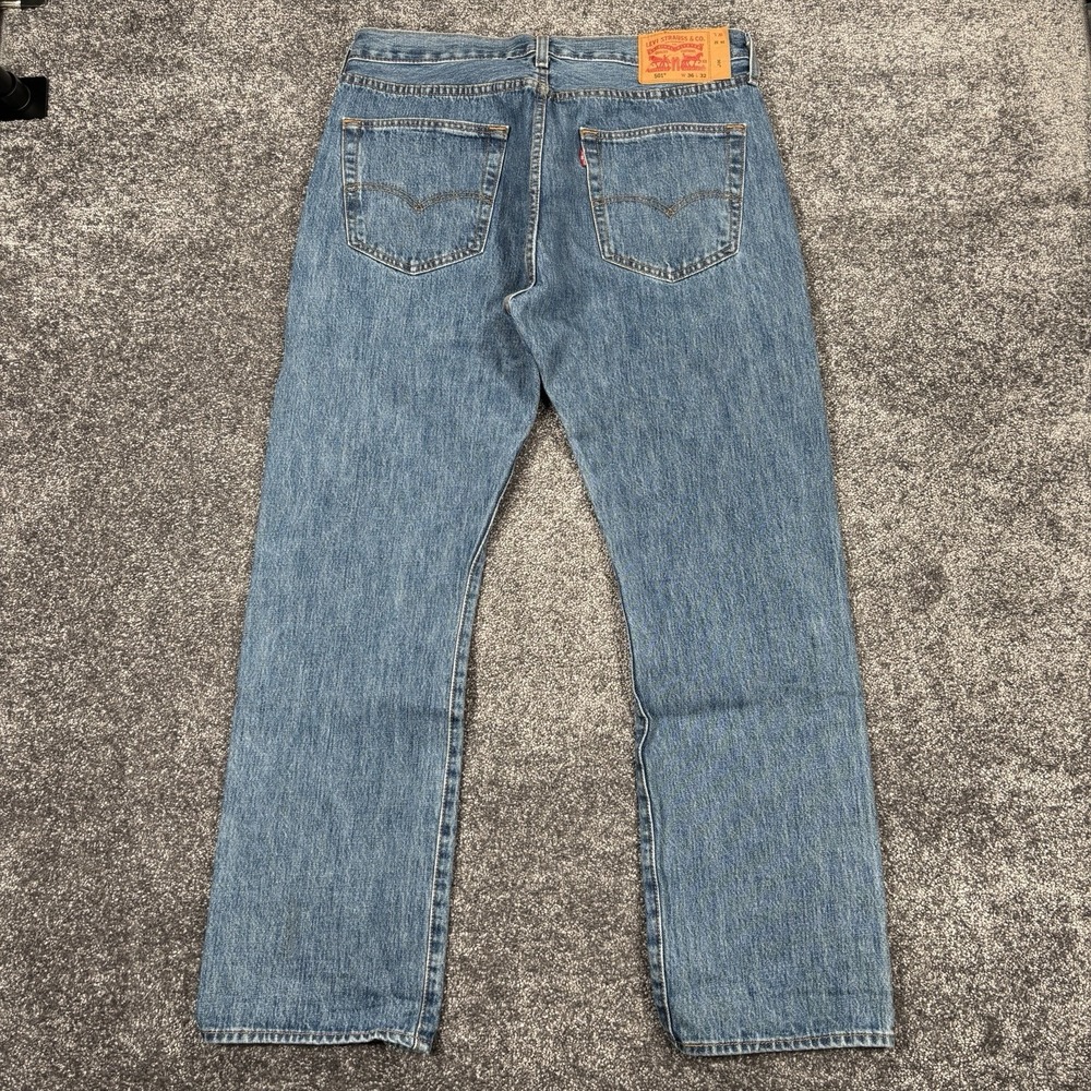 Levis 501 Jeans Mens 36x32 Medium Wash Blue Denim Button Fly Pant Straight Leg